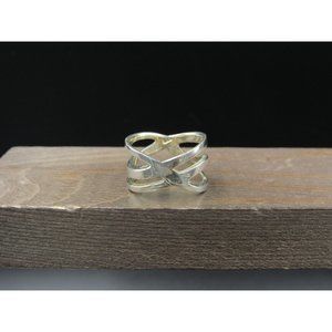 Size 7 Sterling Silver Thick Wide Cutout Style Band Ring